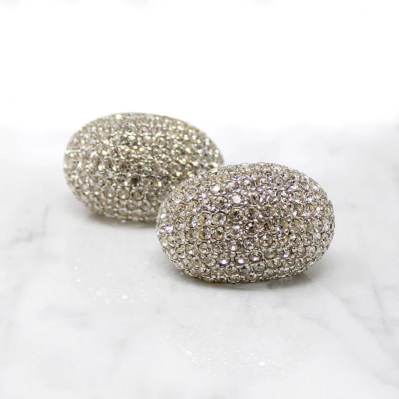 Fabulous Fat Half-Hoop Rhinestone Earrings