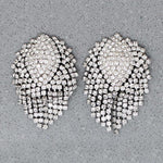 Scintillating Fringed Rhinestone Cluster Earrings