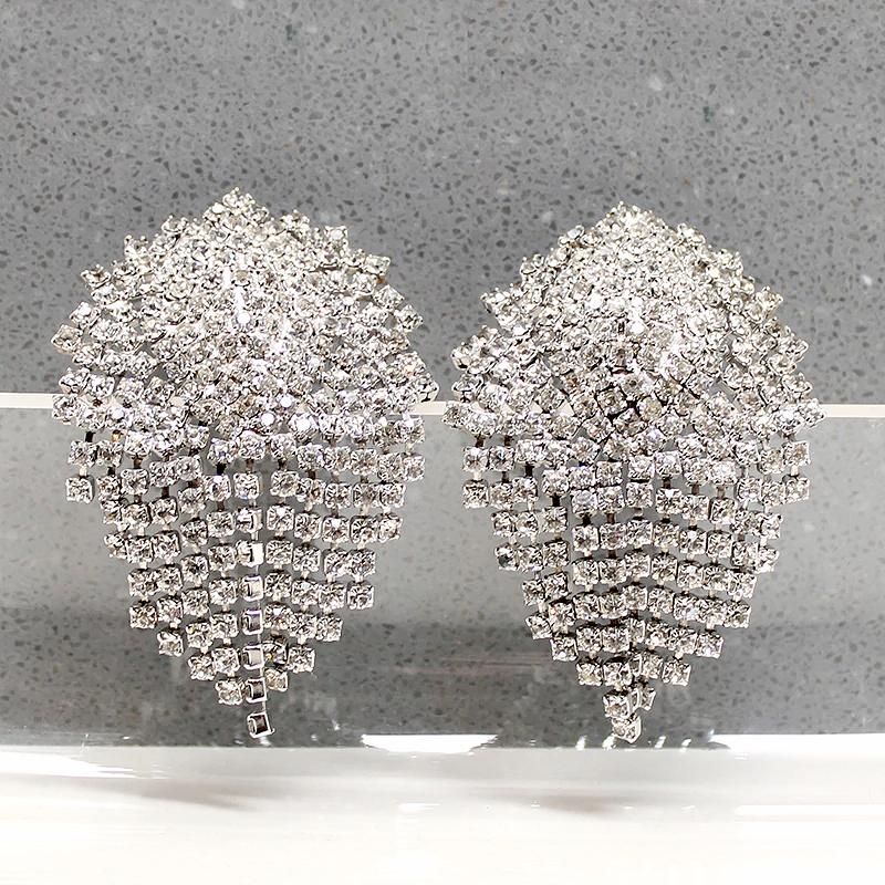 Scintillating Fringed Rhinestone Cluster Earrings
