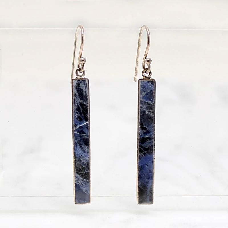 Sodalite in Sterling Silver Pillar Earrings