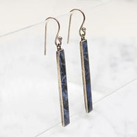 Sodalite in Sterling Silver Pillar Earrings