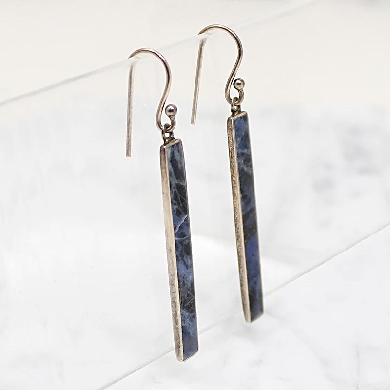 Sodalite in Sterling Silver Pillar Earrings