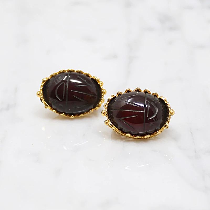 Etruscan Revival Garnet Scarab Earrings from The Met