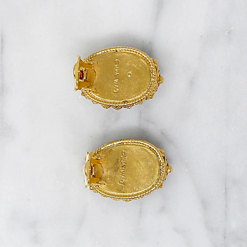 Etruscan Revival Garnet Scarab Earrings from The Met