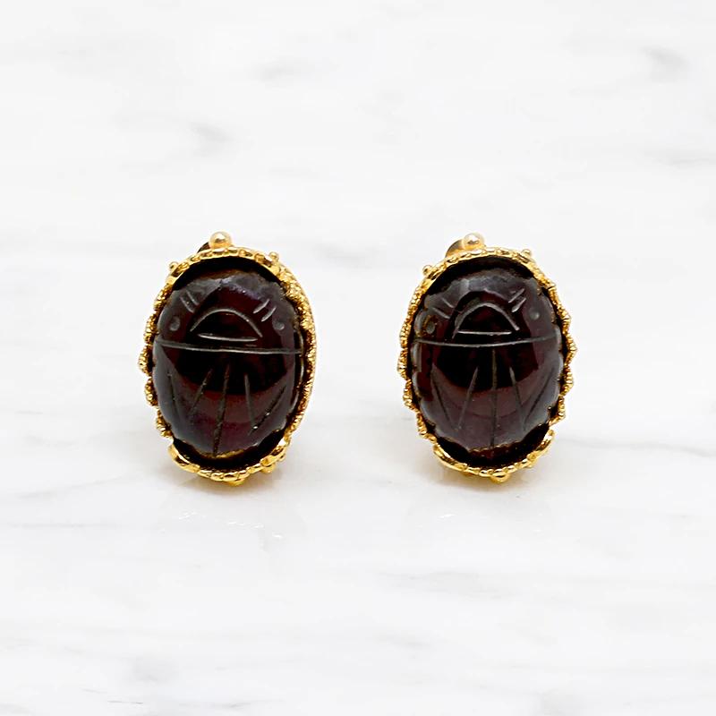 Etruscan Revival Garnet Scarab Earrings from The Met