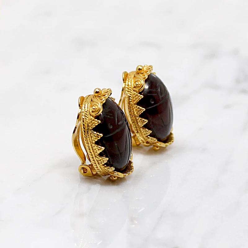 Etruscan Revival Garnet Scarab Earrings from The Met