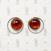 Amber Cabochon Modernist Silver Earrings