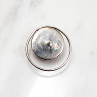 Amber Cabochon Modernist Silver Earrings