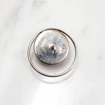 Amber Cabochon Modernist Silver Earrings