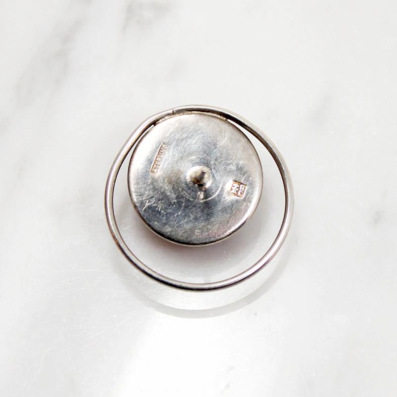 Amber Cabochon Modernist Silver Earrings