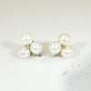 Adorable Pearl & Diamond Clover Stud Earrings