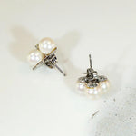Adorable Pearl & Diamond Clover Stud Earrings
