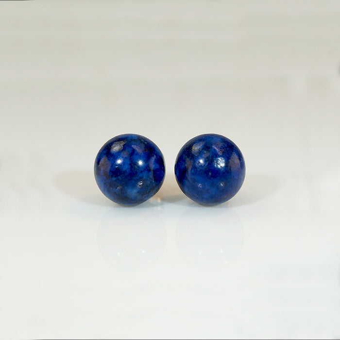 Lapis Lazuli Orbs in Gold Stud Earrings