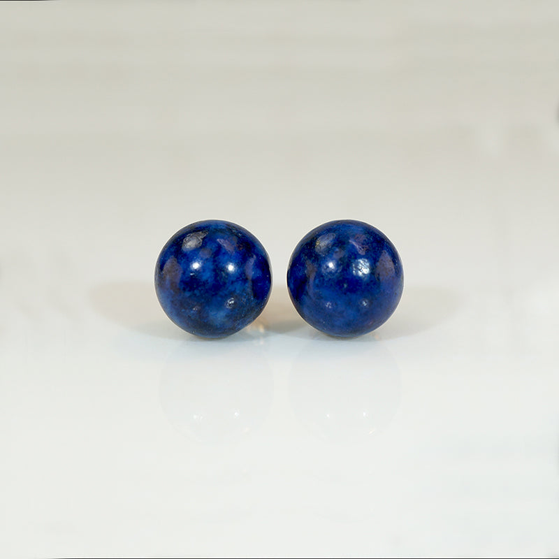 Lapis Lazuli Orbs in Gold Stud Earrings