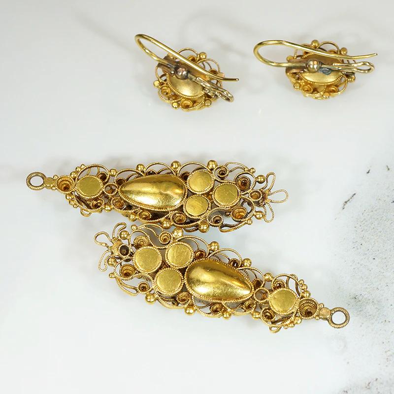 Georgian Topaz & Pearl 18k Cannetille Day to Night Earrings