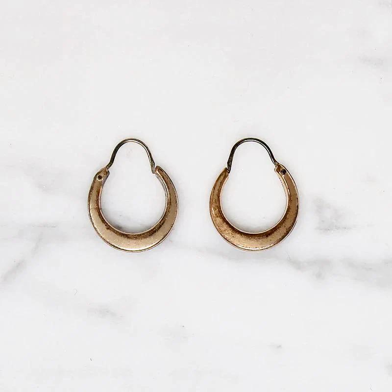 Antique Little Crescent Gold Filled Hoops