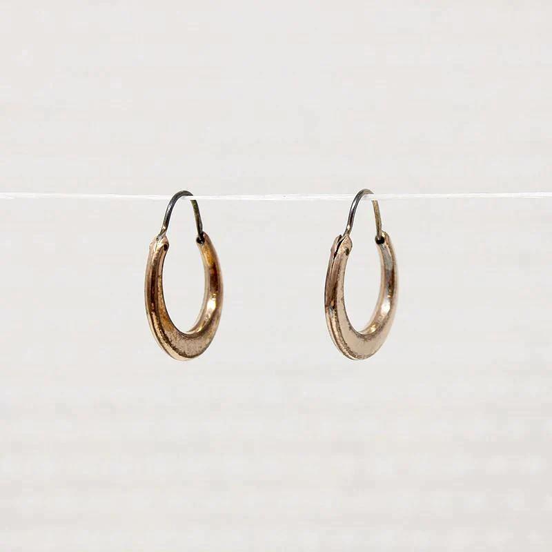 Antique Little Crescent Gold Filled Hoops
