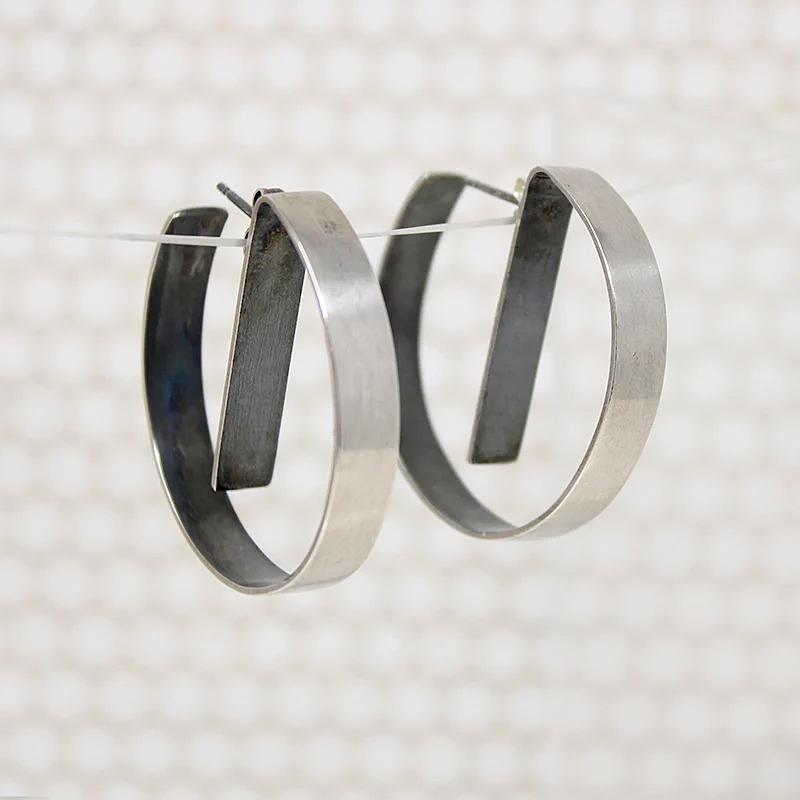 Mod Chic Sterling Silver Hoop Earrings