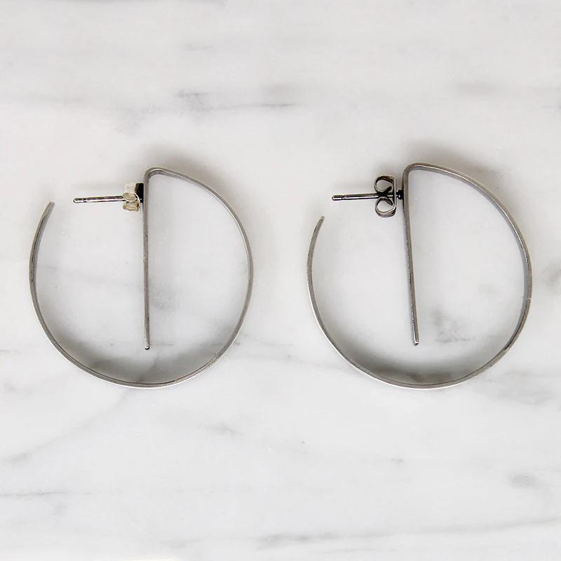 Mod Chic Sterling Silver Hoop Earrings