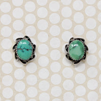 Navajo Turquoise in Silver Overlay Stud Earrings