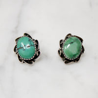 Navajo Turquoise in Silver Overlay Stud Earrings