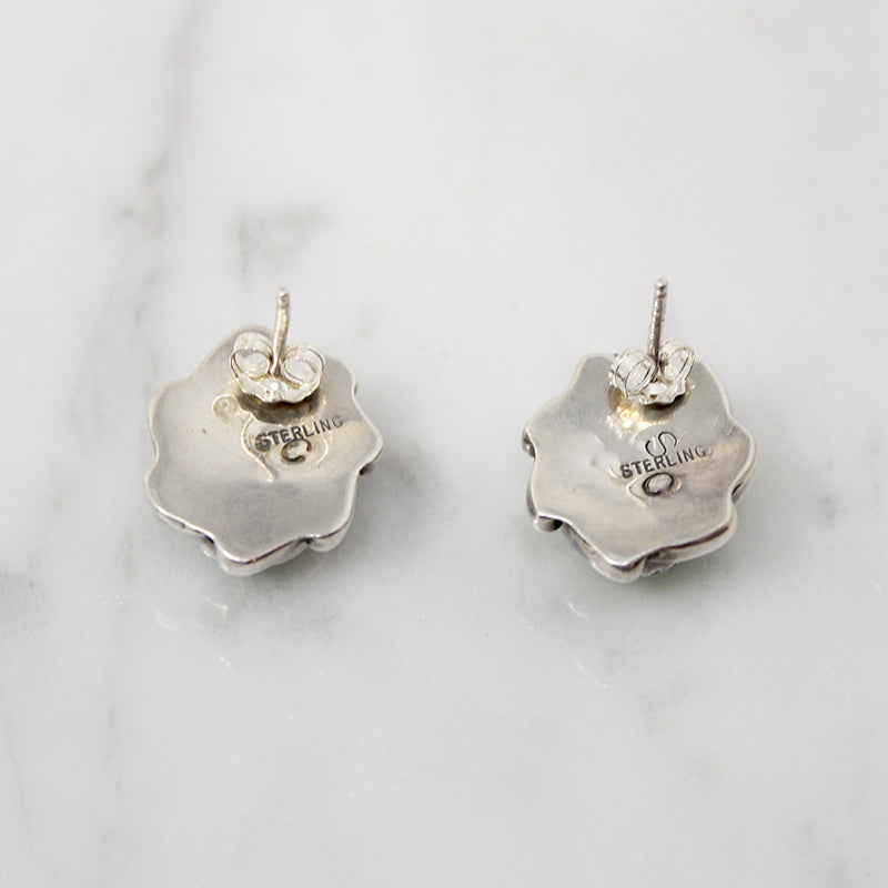 Navajo Turquoise in Silver Overlay Stud Earrings