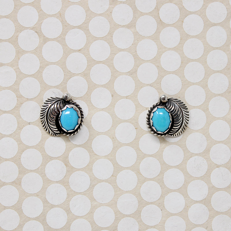 Petite Turquoise & Sterling Navajo Style Studs