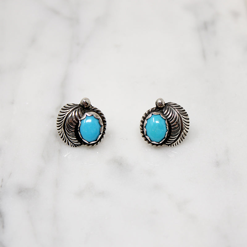 Petite Turquoise & Sterling Navajo Style Studs