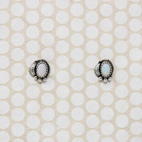 Tiny Opal & Sterling Studs with Navajo Details