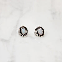 Tiny Opal & Sterling Studs with Navajo Details