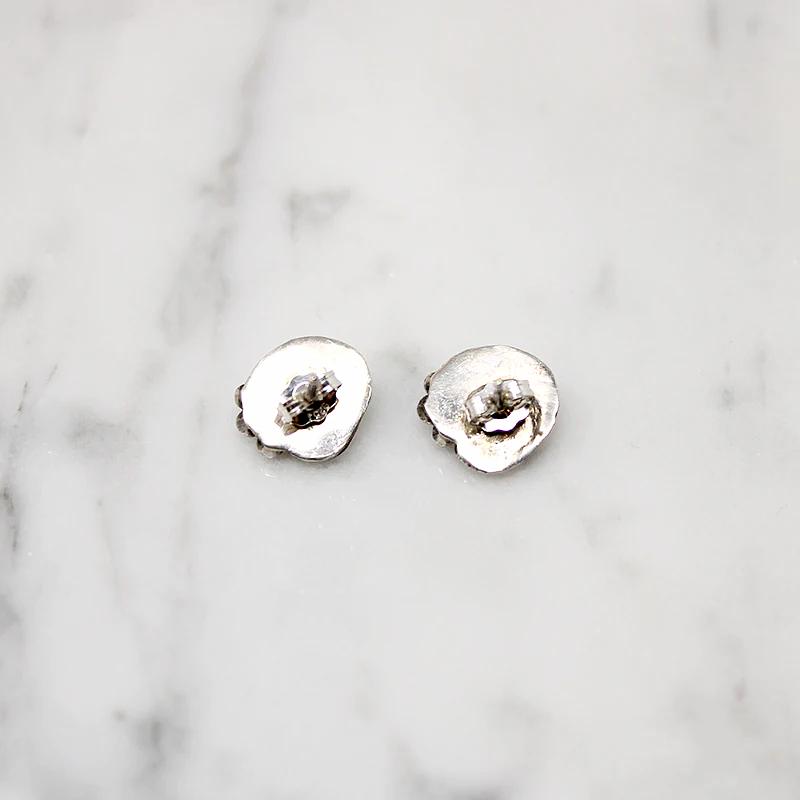 Tiny Opal & Sterling Studs with Navajo Details
