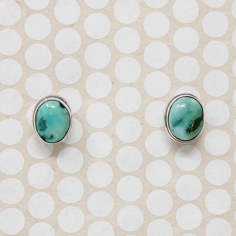 Tropical Ocean Colored Turquoise & Sterling Studs