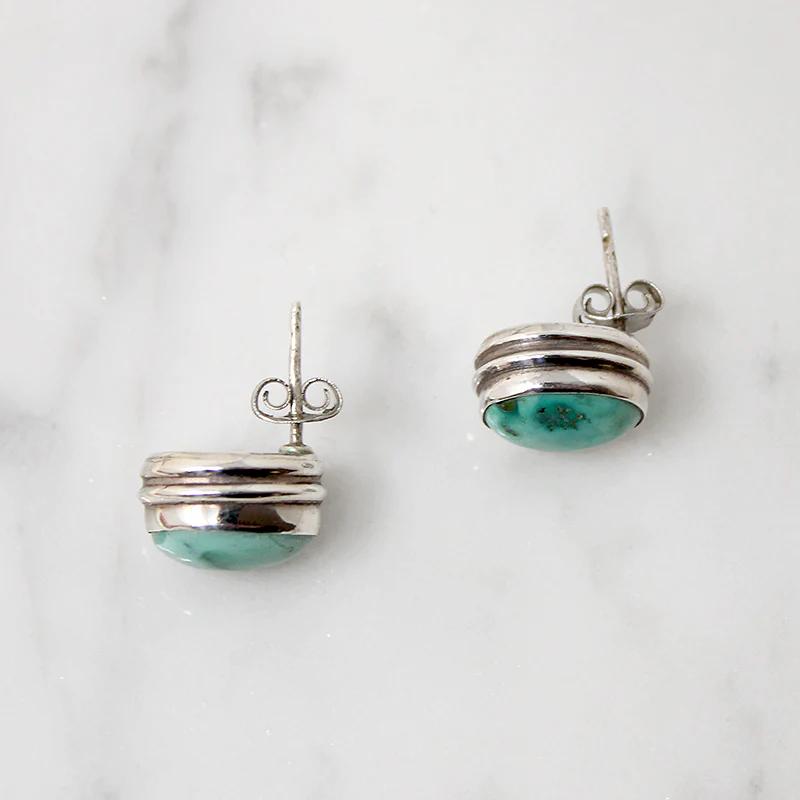 Tropical Ocean Colored Turquoise & Sterling Studs
