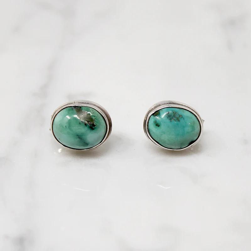 Tropical Ocean Colored Turquoise & Sterling Studs