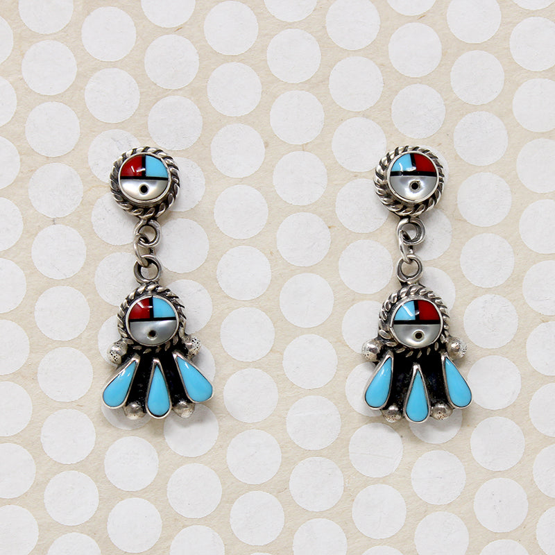 Sunface Earrings with Lovely Lapidary Work