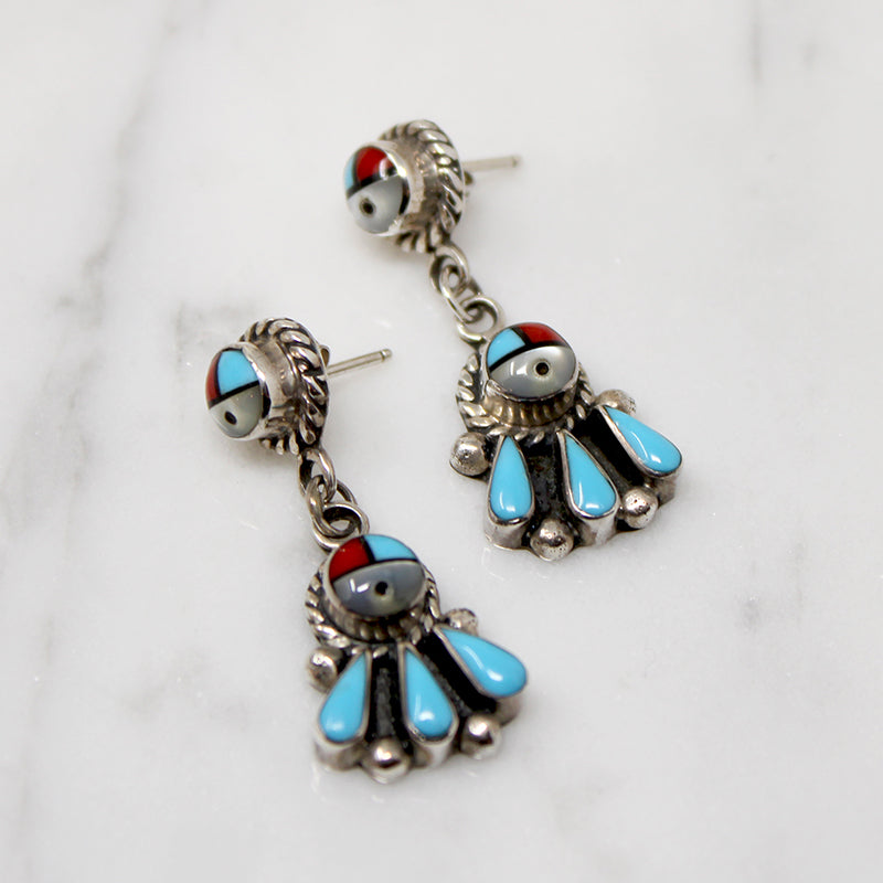 Sunface Earrings with Lovely Lapidary Work