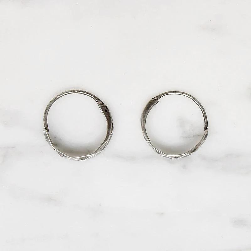 Lightweight Hammered Sterling Silver Hoops
