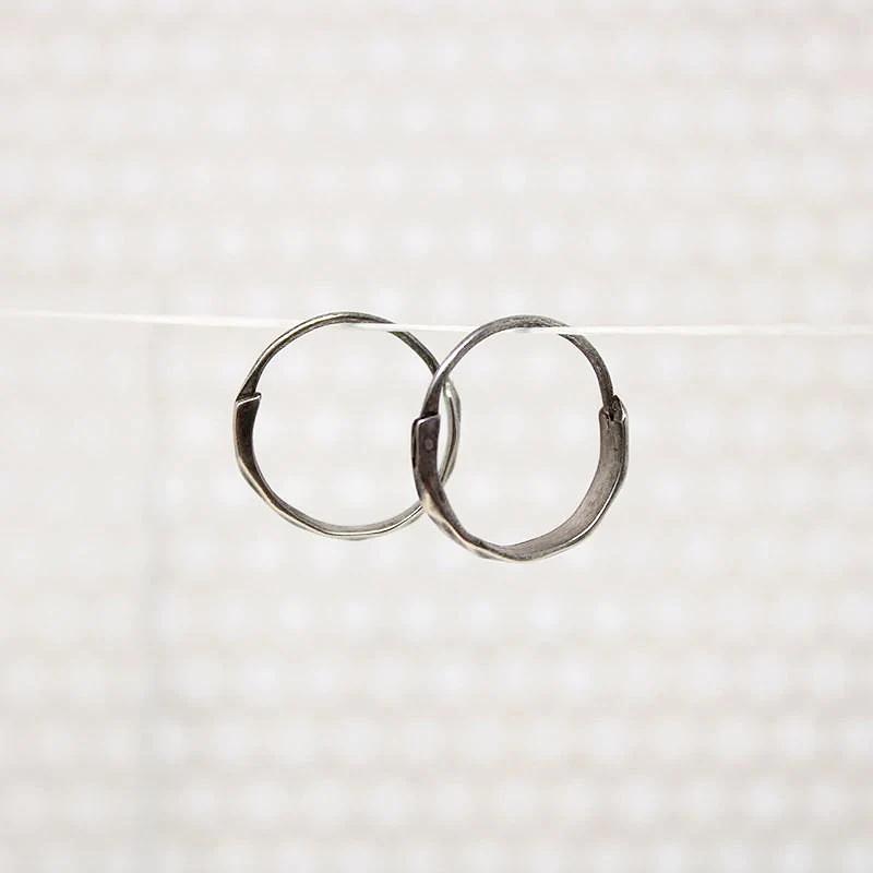Lightweight Hammered Sterling Silver Hoops