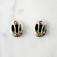 Unusual Onyx Earrings in Ornate Silver Frames