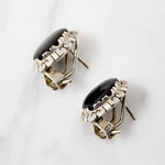 Unusual Onyx Earrings in Ornate Silver Frames