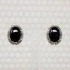Unusual Onyx Earrings in Ornate Silver Frames