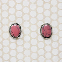 Pink Howlite & Sterling Silver Stud Earrings