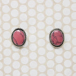 Pink Howlite & Sterling Silver Stud Earrings