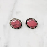 Pink Howlite & Sterling Silver Stud Earrings