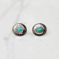 Engraved Sterling Concho Studs with Turquoise