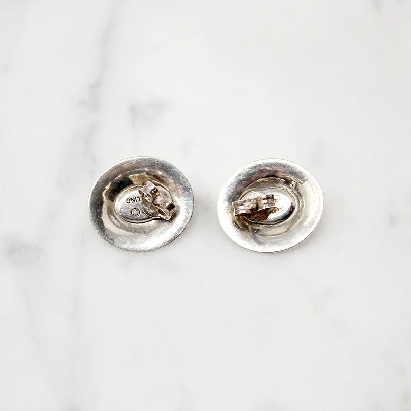 Engraved Sterling Concho Studs with Turquoise