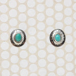 Engraved Sterling Concho Studs with Turquoise