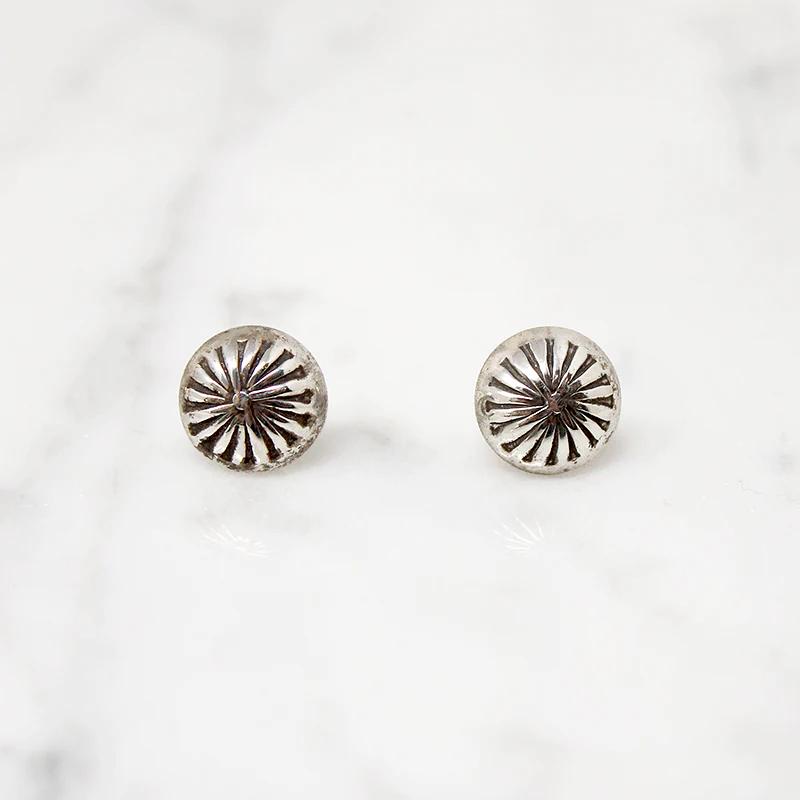 Sterling Silver Dome Studs with Rocker Designs