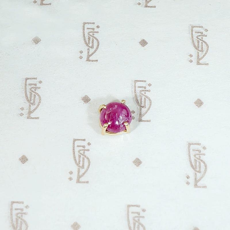 Single Cabochon Ruby Stud in Recycled Gold