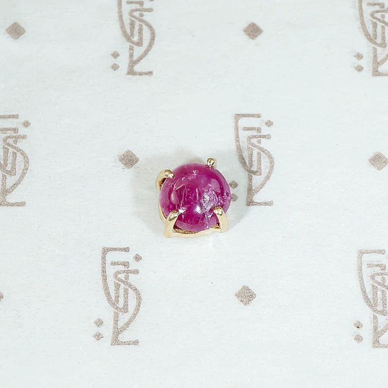 Single Cabochon Ruby Stud in Recycled Gold